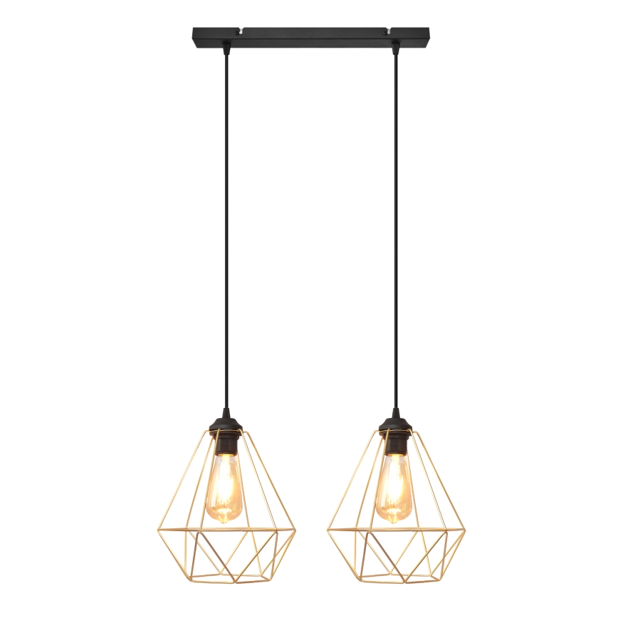 Candelabro suspenso KARO 2xE27/15W/230V dourada/preto
