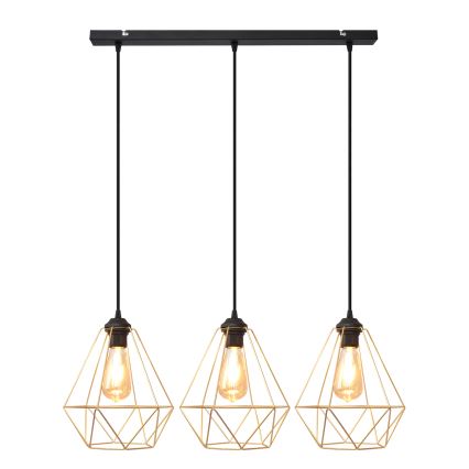 Candelabro suspenso KARO 3xE27/15W/230V dourada/preto