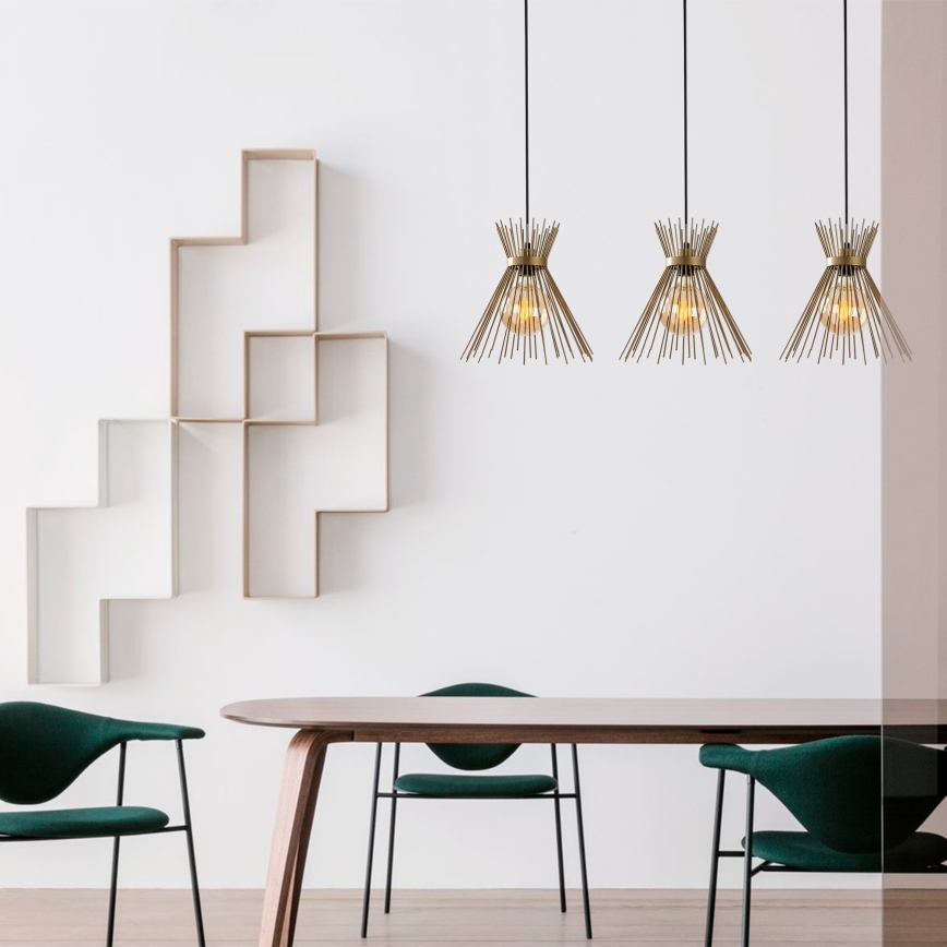 Candelabro suspenso KIRPI 3xE27/40W/230V dourado