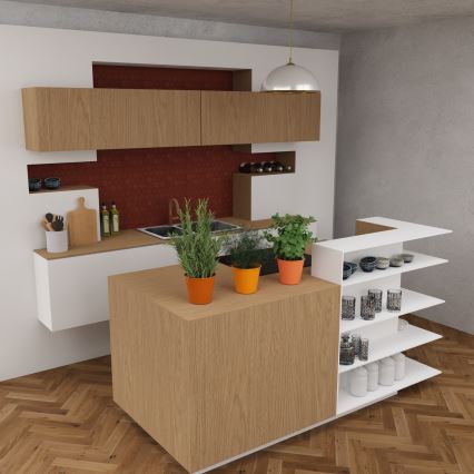 Candelabro suspenso KITCHEN 1xE27/15W/230V branco/dourada