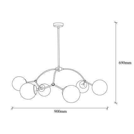 Candelabro suspenso KROMOZOM 6xE27/40W/230V