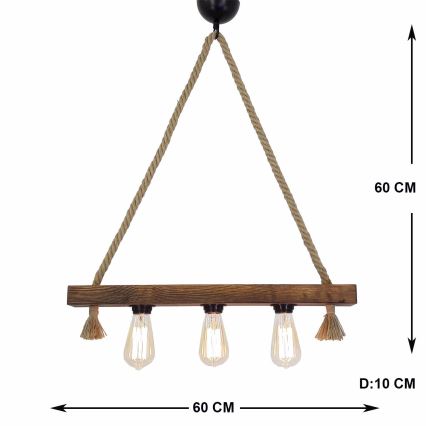 Candelabro suspenso KUTUK 3xE27/40W/230V
