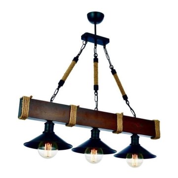 Candelabro suspenso KUTUK 3xE27/60W/230V castanho