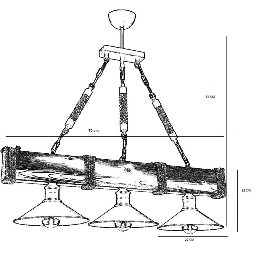 Candelabro suspenso KUTUK 3xE27/60W/230V