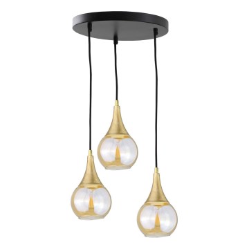 Candelabro suspenso LACRIMA HONEY 3xE27/60W/230V diâmetro 30 cm