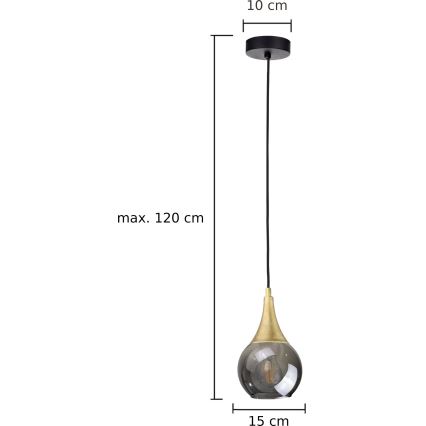 Candelabro suspenso LACRIMA SMOKY 1xE27/60W/230V