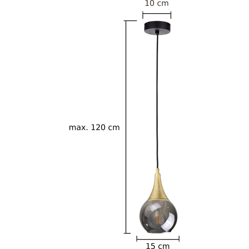 Candelabro suspenso LACRIMA SMOKY 1xE27/60W/230V
