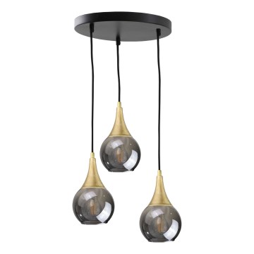Candelabro suspenso LACRIMA SMOKY 3xE27/60W/230V diâmetro 30 cm