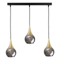 Candelabro suspenso LACRIMA SMOKY 3xE27/60W/230V