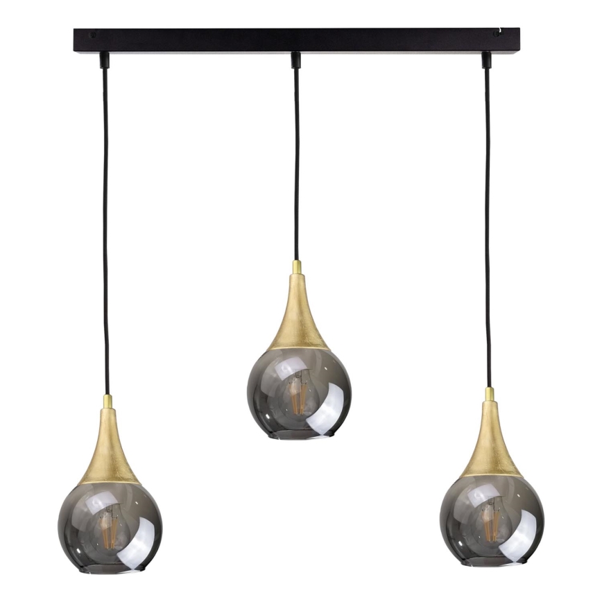 Candelabro suspenso LACRIMA SMOKY 3xE27/60W/230V