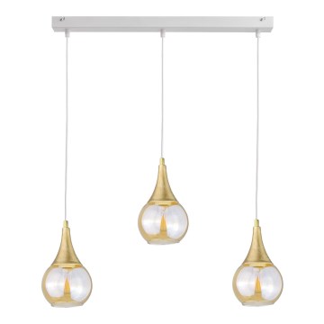 Candelabro suspenso LACRIMA WHITE 3xE27/60W/230V