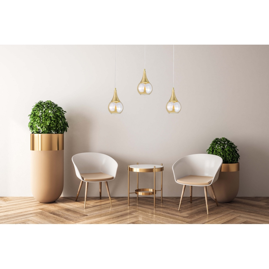 Candelabro suspenso LACRIMA WHITE 3xE27/60W/230V
