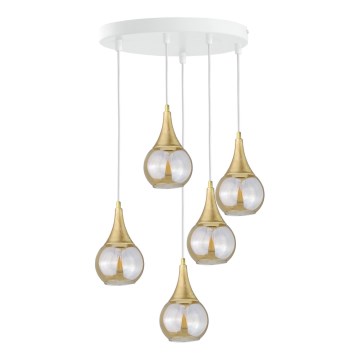 Candelabro suspenso LACRIMA WHITE 5xE27/60W/230V diâmetro 45 cm