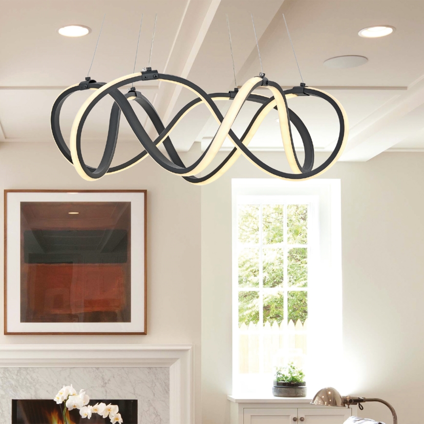 Candelabro suspenso LED 2xLED/27W/230V 3000/4000/6000K preto