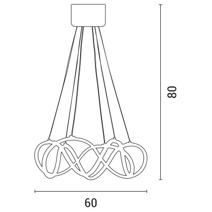 Candelabro suspenso LED 2xLED/27W/230V 3000/4000/6000K preto