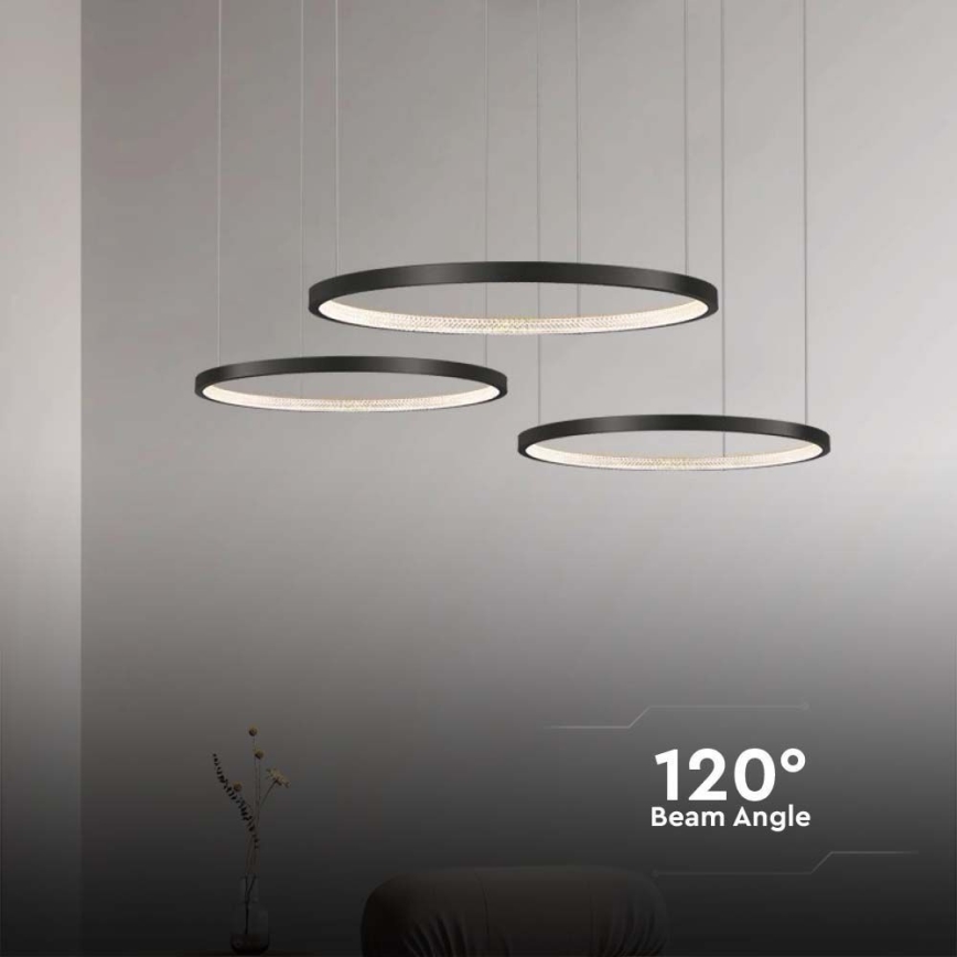 Candelabro suspenso LED 3xLED/19W/230V 4000K preto