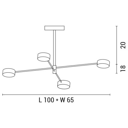 Candelabro suspenso LED 4xLED/12W/230V 4000K dourada