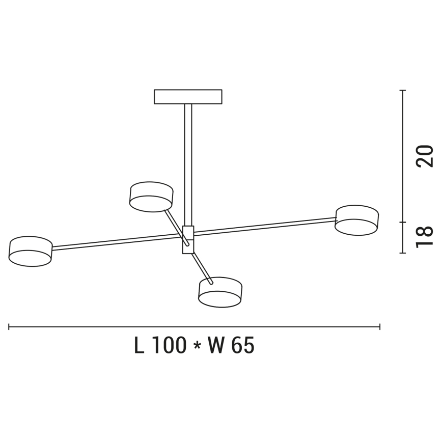 Candelabro suspenso LED 4xLED/12W/230V 4000K dourada