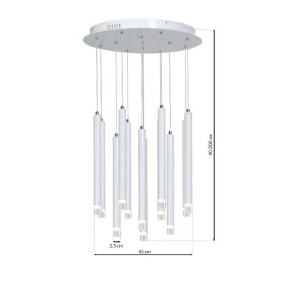 Candelabro suspenso LED ALBA 12xLED/1W/230V branco