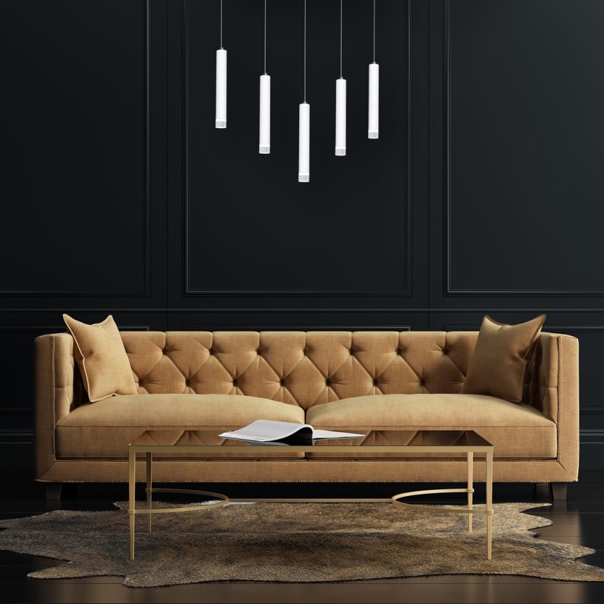 Candelabro suspenso LED ALBA 5xLED/25W/230V branco