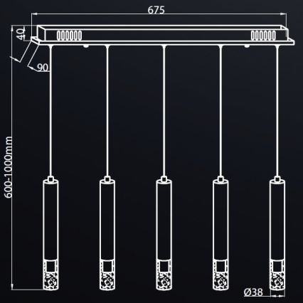 Candelabro suspenso LED ALBA 5xLED/25W/230V branco