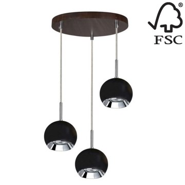 Candelabro suspenso LED BALL WOOD 3xGU10/5W/230V faia - certificado por FSC