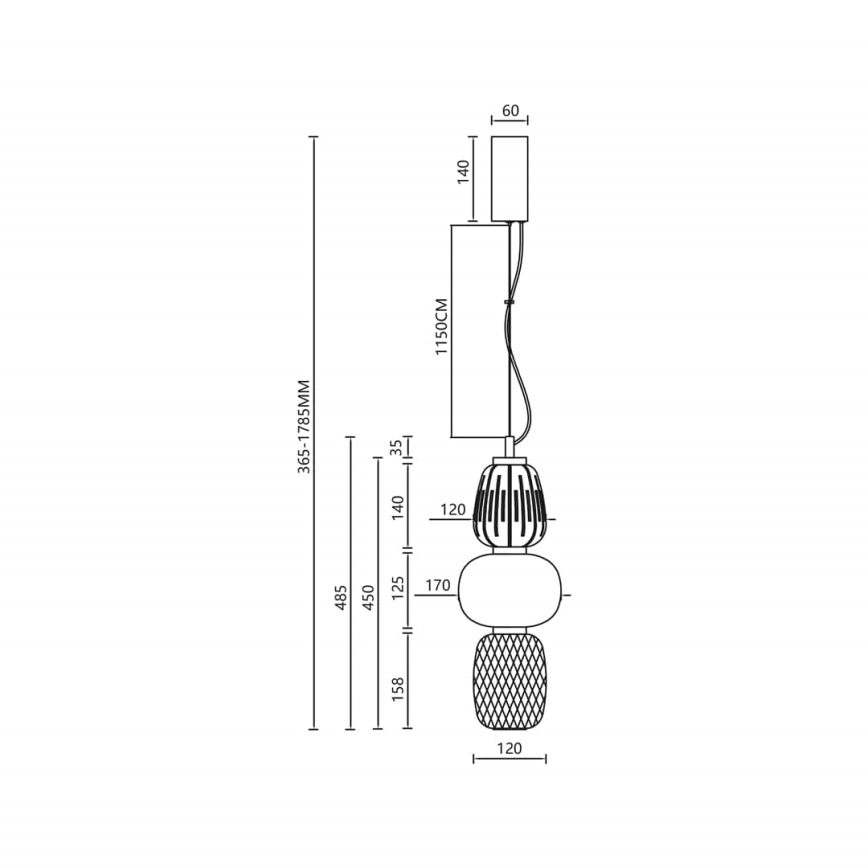 Candelabro suspenso LED CARO LED/28W/230V dourada