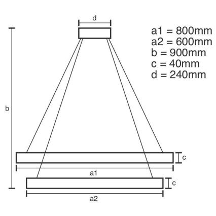 Candelabro suspenso LED com regulação LED/100W/230V 3000-6500K + controlo remoto