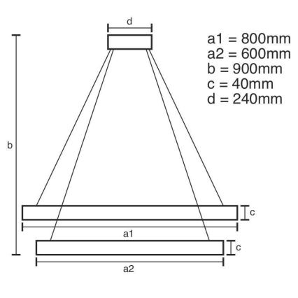 Candelabro suspenso LED com regulação LED/100W/230V 3000-6500K + controlo remoto