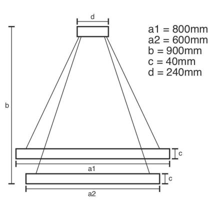 Candelabro suspenso LED com regulação LED/100W/230V 3000-6500K + controlo remoto