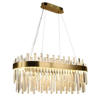 Candelabro suspenso de cristal LED com regulação LED/100W/230V 3000-6500K dourada + controlo remoto
