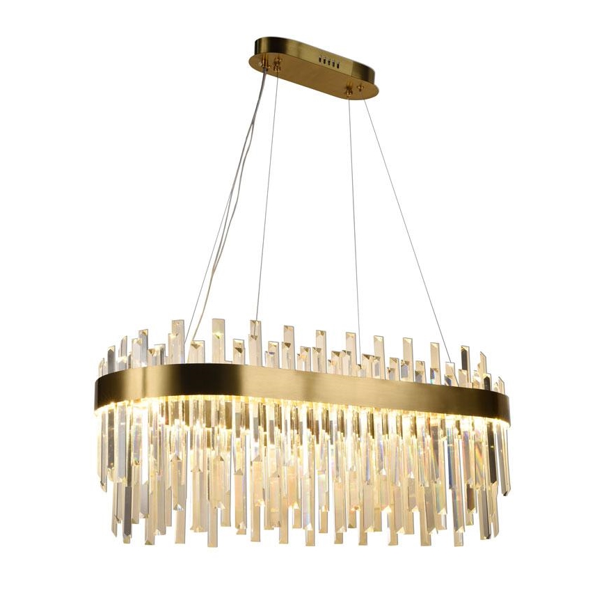 Candelabro suspenso de cristal LED com regulação LED/100W/230V 3000-6500K dourada + controlo remoto