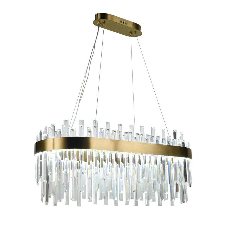 Candelabro suspenso de cristal LED com regulação LED/100W/230V 3000-6500K dourada + controlo remoto