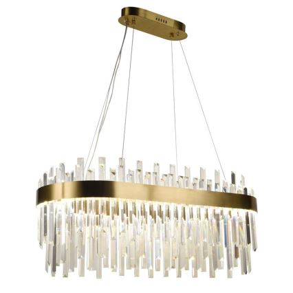 Candelabro suspenso de cristal LED com regulação LED/100W/230V 3000-6500K dourada + controlo remoto