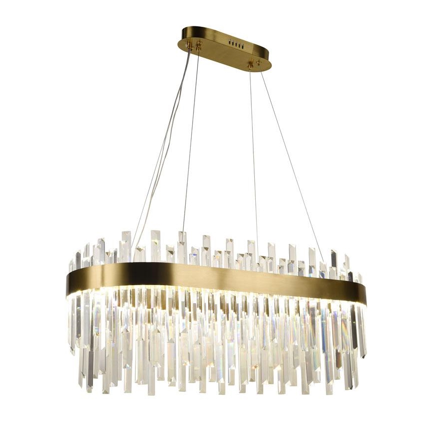 Candelabro suspenso de cristal LED com regulação LED/100W/230V 3000-6500K dourada + controlo remoto