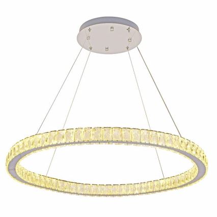 Candelabro suspenso de cristal LED com regulação LED/100W/230V 3000-6500K prateado + controlo remoto