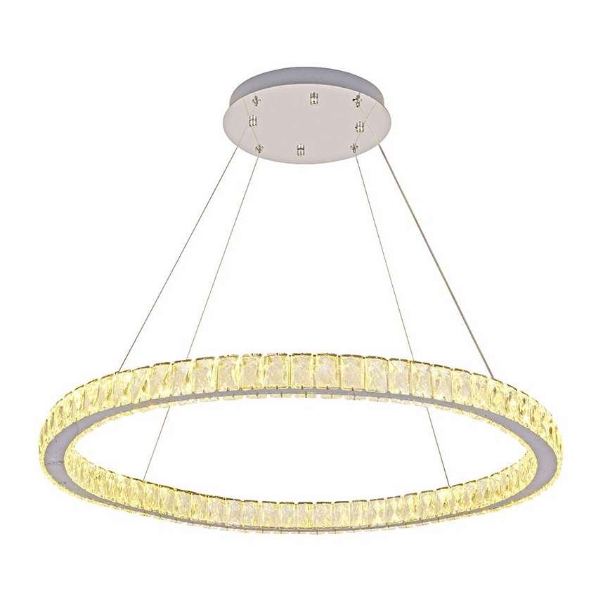 Candelabro suspenso de cristal LED com regulação LED/100W/230V 3000-6500K prateado + controlo remoto