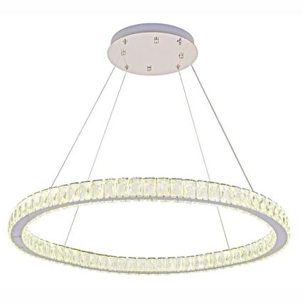 Candelabro suspenso de cristal LED com regulação LED/100W/230V 3000-6500K prateado + controlo remoto