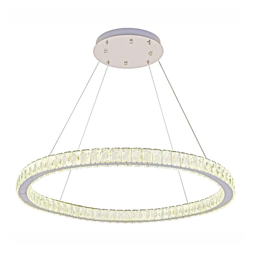 Candelabro suspenso de cristal LED com regulação LED/100W/230V 3000-6500K prateado + controlo remoto