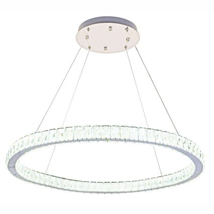 Candelabro suspenso de cristal LED com regulação LED/100W/230V 3000-6500K prateado + controlo remoto