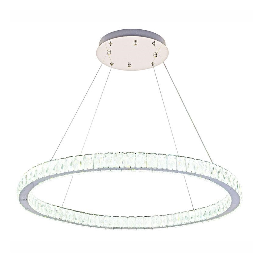 Candelabro suspenso de cristal LED com regulação LED/100W/230V 3000-6500K prateado + controlo remoto