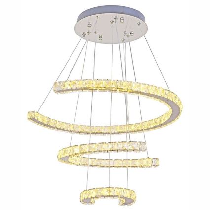 Candelabro suspenso de cristal LED com regulação LED/100W/230V 3000-6500K prateado + controlo remoto