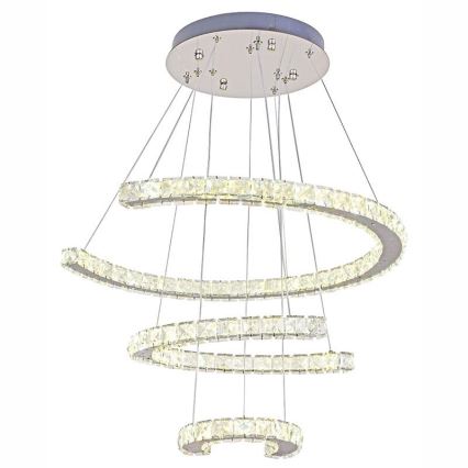 Candelabro suspenso de cristal LED com regulação LED/100W/230V 3000-6500K prateado + controlo remoto
