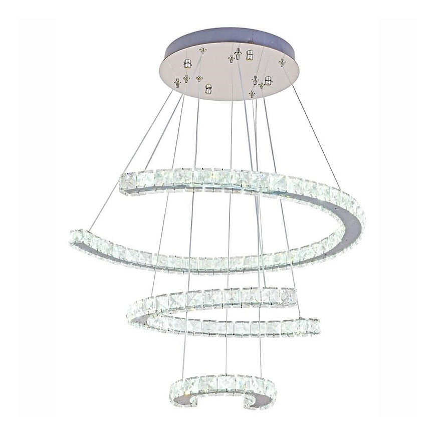 Candelabro suspenso de cristal LED com regulação LED/100W/230V 3000-6500K prateado + controlo remoto