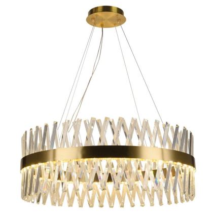 Candelabro suspenso de cristal LED com regulação LED/110W/230V 3000-6500K dourada + controlo remoto