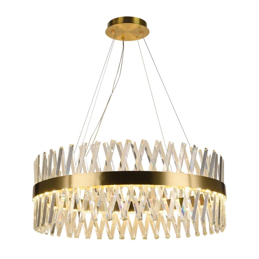 Candelabro suspenso de cristal LED com regulação LED/110W/230V 3000-6500K dourada + controlo remoto
