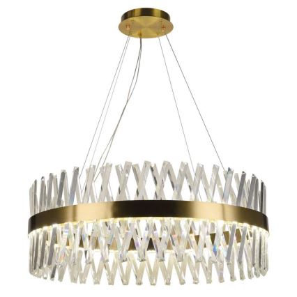 Candelabro suspenso de cristal LED com regulação LED/110W/230V 3000-6500K dourada + controlo remoto