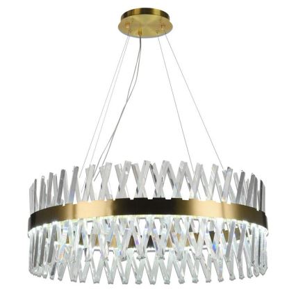 Candelabro suspenso de cristal LED com regulação LED/110W/230V 3000-6500K dourada + controlo remoto
