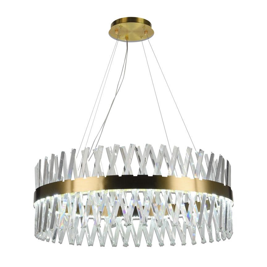Candelabro suspenso de cristal LED com regulação LED/110W/230V 3000-6500K dourada + controlo remoto