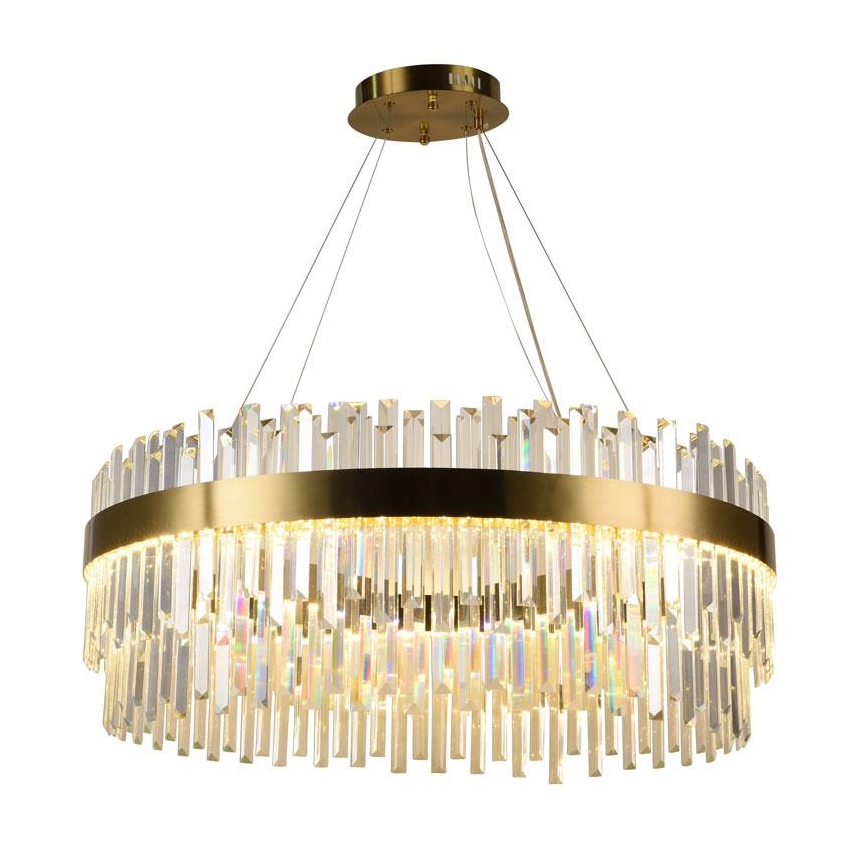 Candelabro suspenso de cristal LED com regulação LED/110W/230V 3000-6500K dourada + controlo remoto